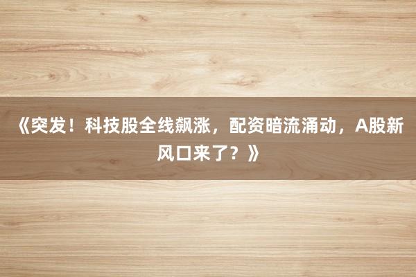 《突发！科技股全线飙涨，配资暗流涌动，A股新风口来了？》