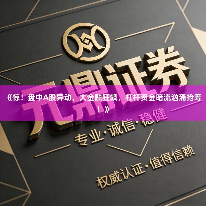 《惊！盘中A股异动，大金融狂飙，杠杆资金暗流汹涌抢筹！》