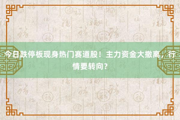 今日跌停板现身热门赛道股！主力资金大撤离，行情要转向？