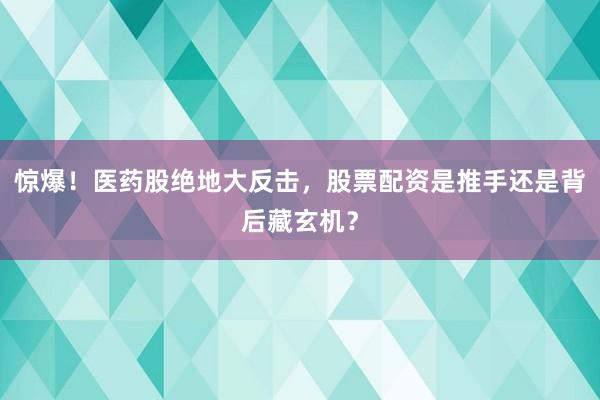 惊爆！医药股绝地大反击，股票配资是推手还是背后藏玄机？