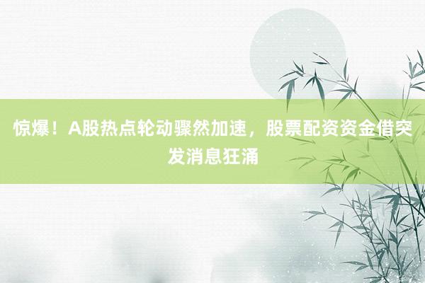 惊爆!A股热点轮动骤然加速,股票配资资金借突发消息狂涌