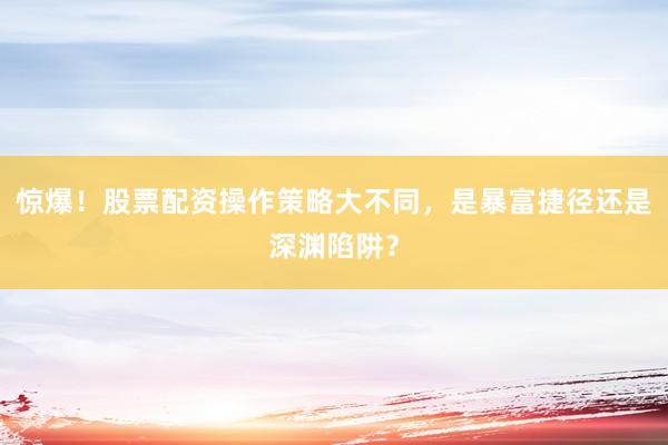 惊爆！股票配资操作策略大不同，是暴富捷径还是深渊陷阱？