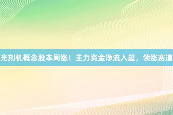 光刻机概念股本周涨！主力资金净流入超，领涨赛道