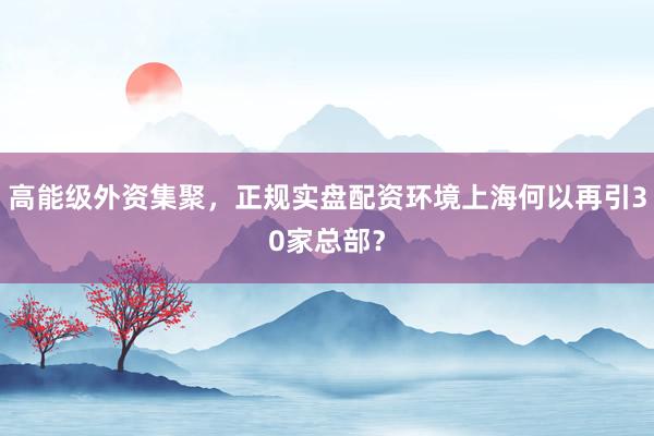 高能级外资集聚，正规实盘配资环境上海何以再引30家总部？