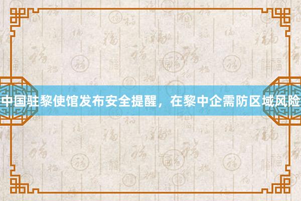 中国驻黎使馆发布安全提醒，在黎中企需防区域风险