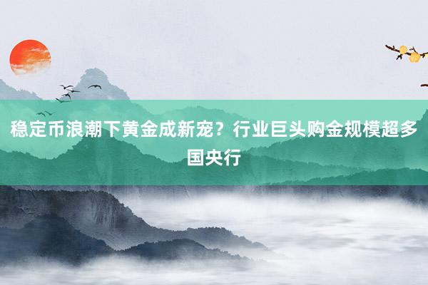 稳定币浪潮下黄金成新宠？行业巨头购金规模超多国央行